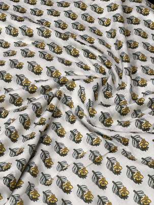 60/60 Cotton Butti Print White/