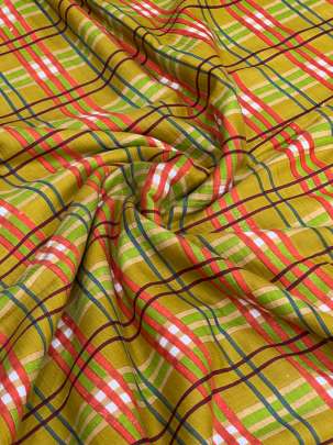 60/60 Cotton Chex Print Mustard Yellow/ 