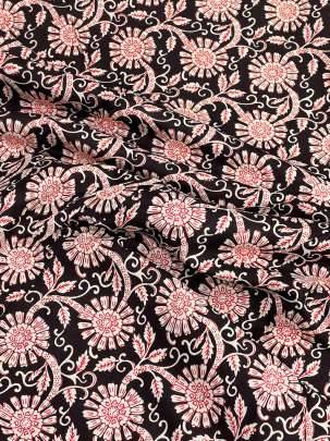 60/60 Cotton Floral Print Black/