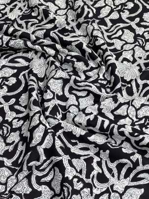 60/60 Cotton Floral Print Black/