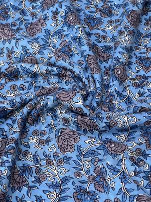 60/60 Cotton Floral Print Blue/ 