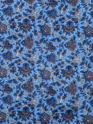 60/60 Cotton Floral Print Blue/ 