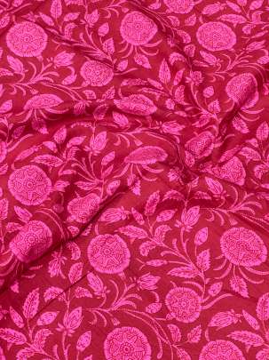 60/60 Cotton Floral Print Cherry Red/  