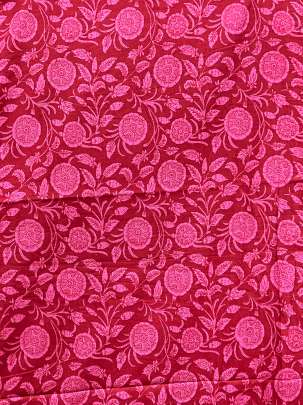 60/60 Cotton Floral Print Cherry Red/   