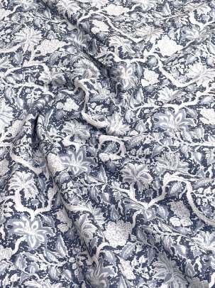 60/60 Cotton Floral Print Grey/ 