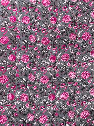 60/60 Cotton Floral Print Grey/ 