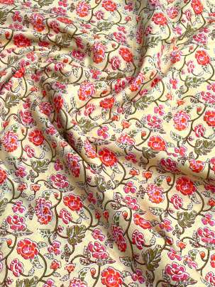 60/60 Cotton Floral Print Light Yellow/ 