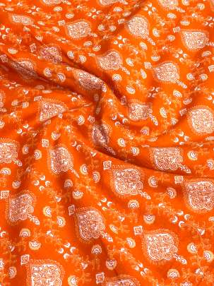 60/60 Cotton Floral Print Orange/