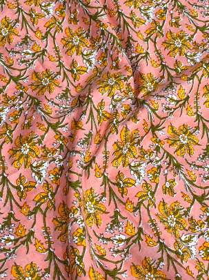 60/60 Cotton Floral Print Peach/