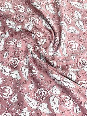 60/60 Cotton Floral Print Peach Brown/