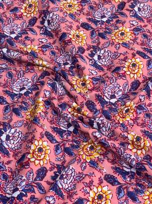 60/60 Cotton Floral Print Peach/ 