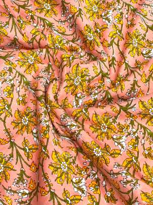 60/60 Cotton Floral Print Peach/