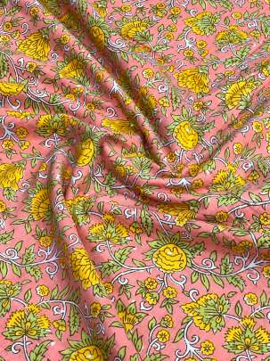 60/60 Cotton Floral Print Peach/ 