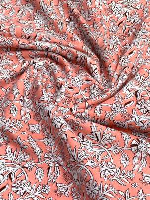 60/60 Cotton Floral Print Peach/