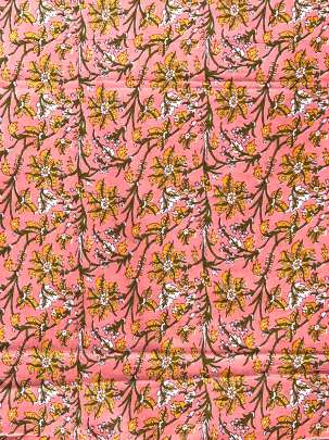 60/60 Cotton Floral Print Peach/ 