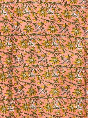 60/60 Cotton Floral Print Peach/ 