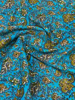 60/60 Cotton Floral Print Sky Blue/ 