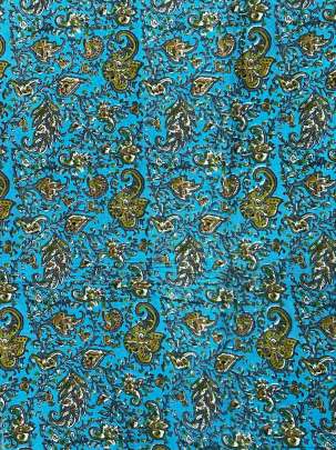 60/60 Cotton Floral Print Sky Blue/ 