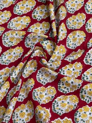 60/60 Cotton Handblocked Butta Print Red/ 