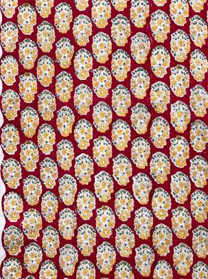 60/60 Cotton Handblocked Butta Print Red/ 