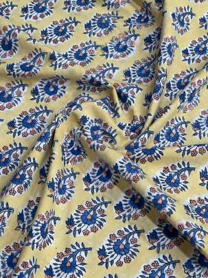 60/60 Cotton Handblocked Butti Print Cream/ 