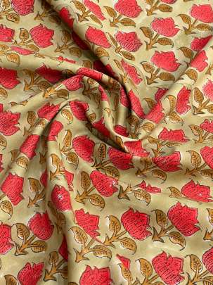 60/60 Cotton Handblocked Butti Print Yellow/ 