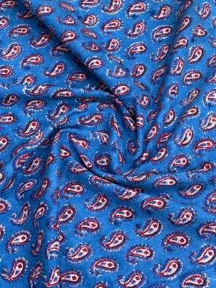 60/60 Cotton Handblocked Butti Print Blue/