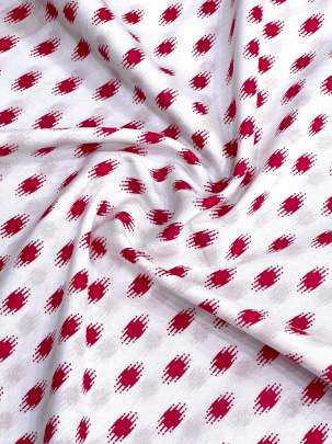 60/60 Cotton Handblocked Butti Print White/ 