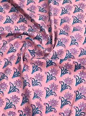 60/60 Cotton Handblocked Butti Print Pink/ 