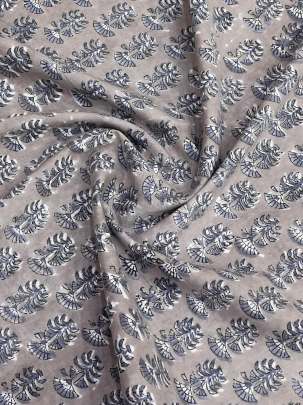 60/60 Cotton Handblocked Butti Print Grey/ 