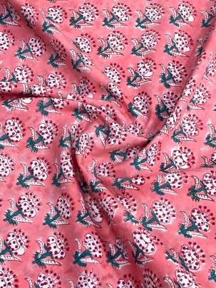 60/60 Cotton Handblocked Butti Print Pink/