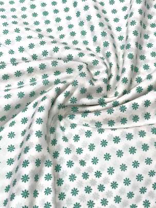 60/60 Cotton Handblocked Butti Print White/ 