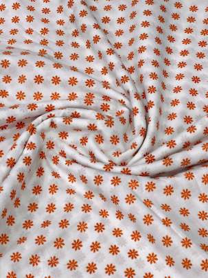 60/60 Cotton Handblocked Butti Print White/ 