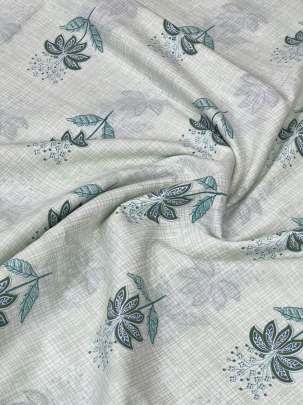 60/60 Cotton Handblocked Butti Print White/ 