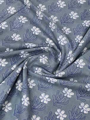 60/60 Cotton Handblocked Butti Print Grey/ 