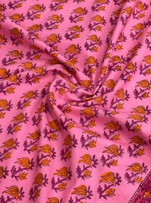 60/60 Cotton Handblocked Butti Print Pink/ 