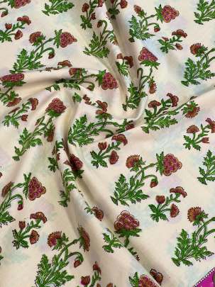 60/60 Cotton Handblocked Butti Print Cream/