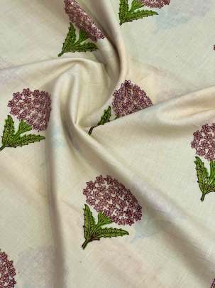 60/60 Cotton Handblocked Butti Print Cream/