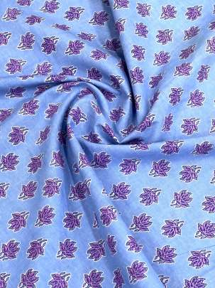 60/60 Cotton Handblocked Butti Print Violet Blue/ 