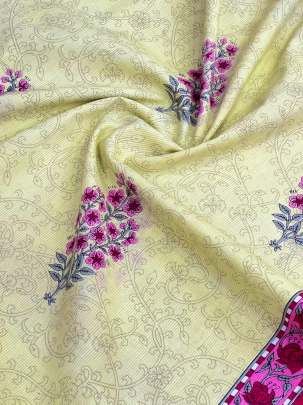 60/60 Cotton Handblocked Butti Print Cream/ 