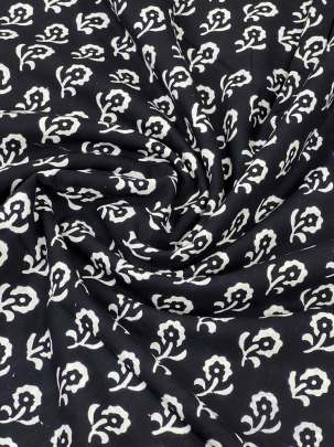 60/60 Cotton Handblocked Butti Print Black/