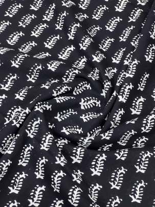 60/60 Cotton Handblocked Butti Print Black/