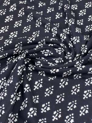 60/60 Cotton Handblocked Butti Print Black/ 