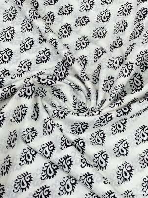 60/60 Cotton Handblocked Butti Print White/