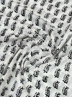 60/60 Cotton Handblocked Butti Print White/