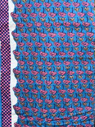 60/60 Cotton Handblocked Butti Print Blue/ 