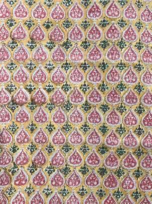 60/60 Cotton Handblocked Butti Print Light Yellow/ 