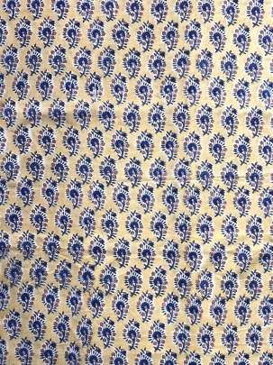 60/60 Cotton Handblocked Butti Print Cream/ 