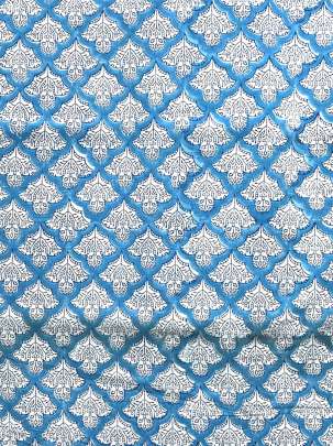 60/60 Cotton Handblocked Butti Print Sky Blue/ 