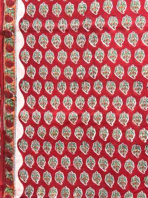 60/60 Cotton Handblocked Butti Print Red/ 